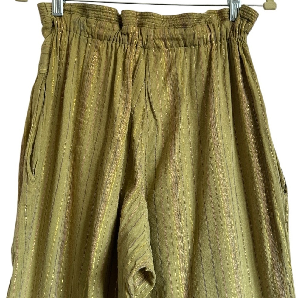 MANOUSH PAPER BAG HIGH WAIST COTTON LUREX THREADED PANTS SIZE 4 - Picture 7 of 14